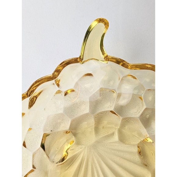 Amber Bubble Glass Trinket Dish Leaf Shape Marigold Fall Decor Candy Mint Tray - Picture 8 of 8